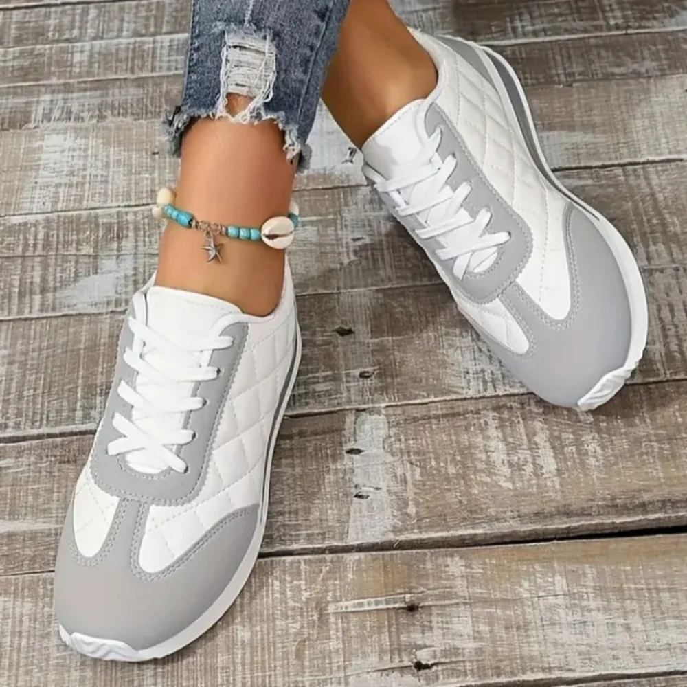 NEW Women Gray & white comfort sport style sneakers - Picture 1 of 8